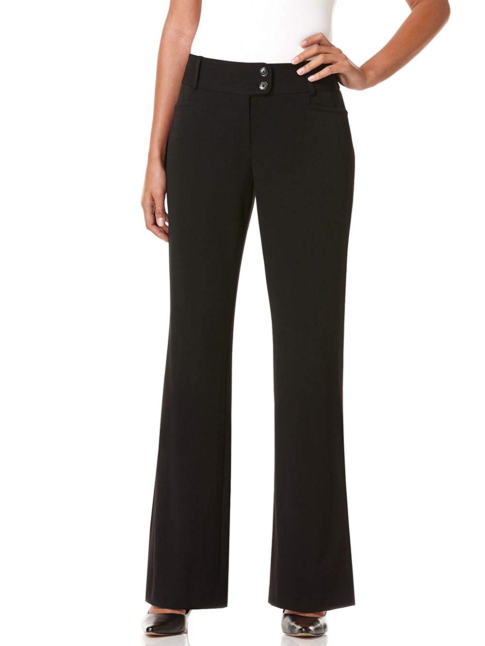 Rafaella Women's Petite Curvy Fit Gabardine Trouser, Black, 12, Black ...