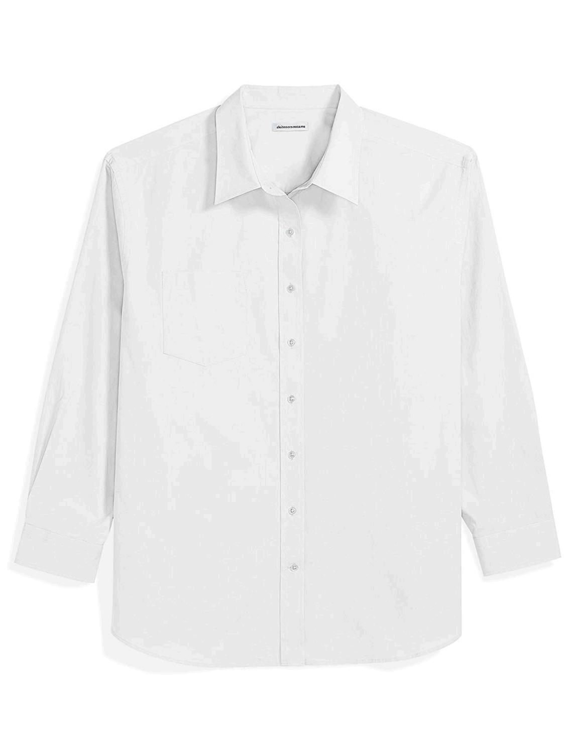 Essentials Men's Big & Tall Long-Sleeve Solid Shirt fit, White, Size 2. ...