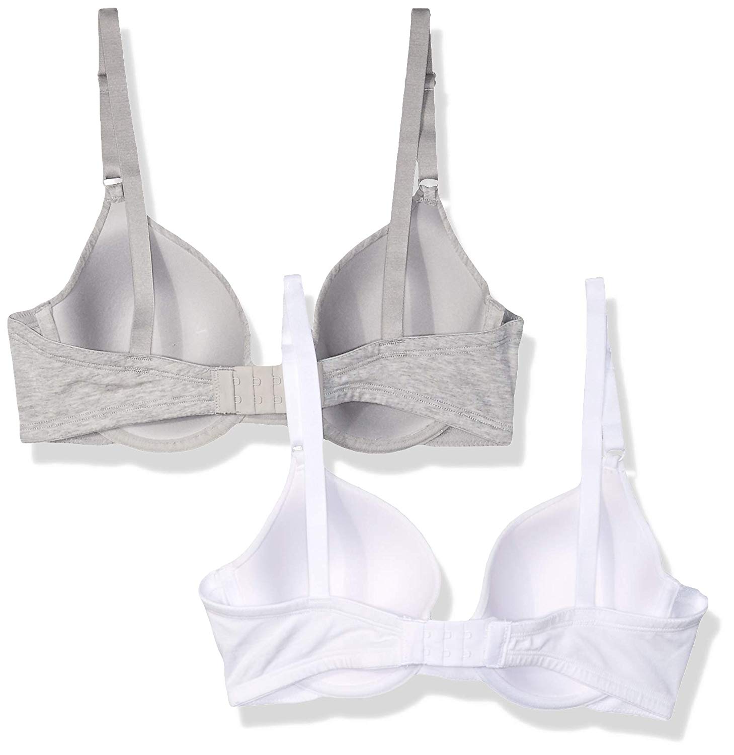 Fruit of the Loom Women's 2Pack TShirt Bra,, Heather Grey/White, Size
