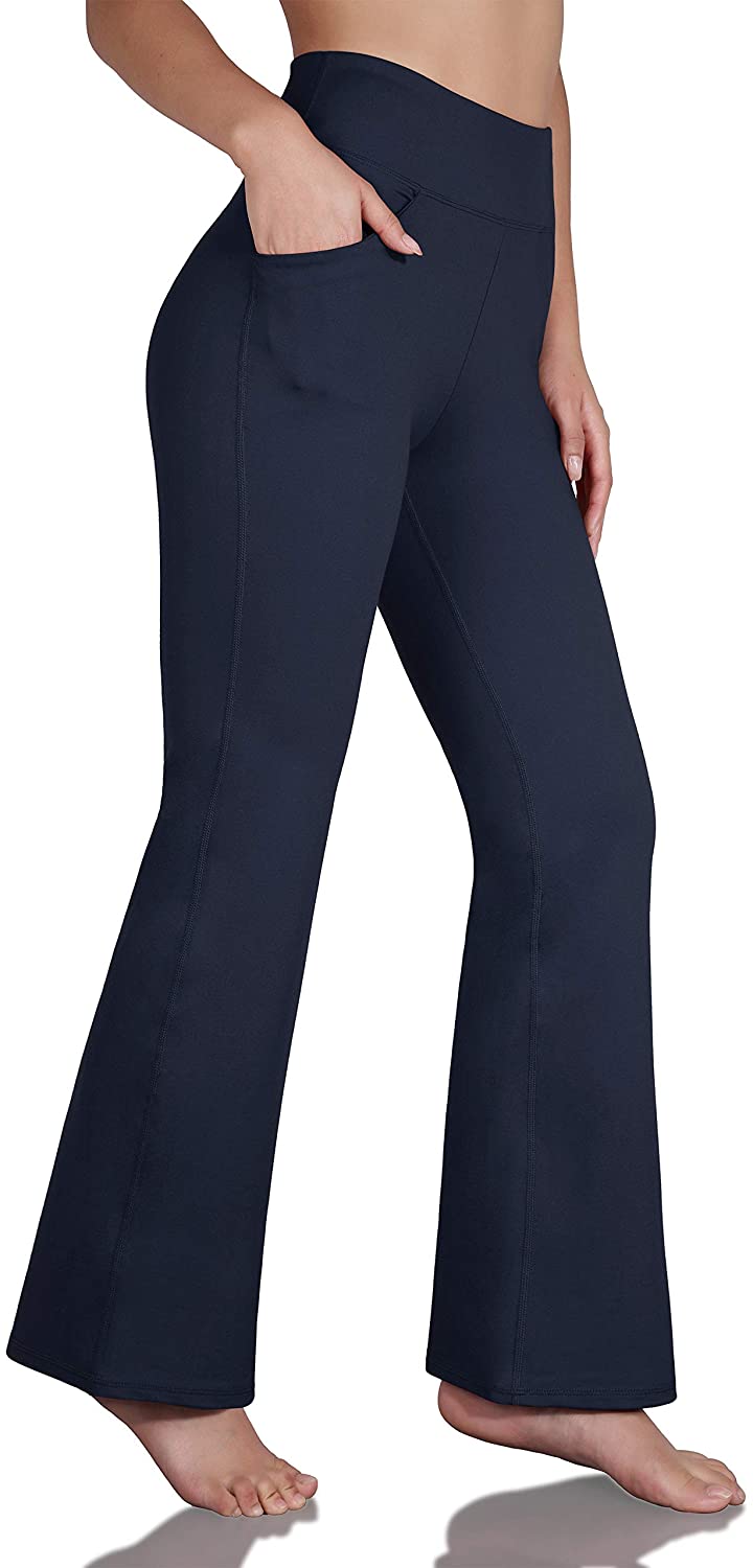 ODODOS Women's Boot-Cut Yoga Pants Tummy Control, Pockets-navy, Size ...