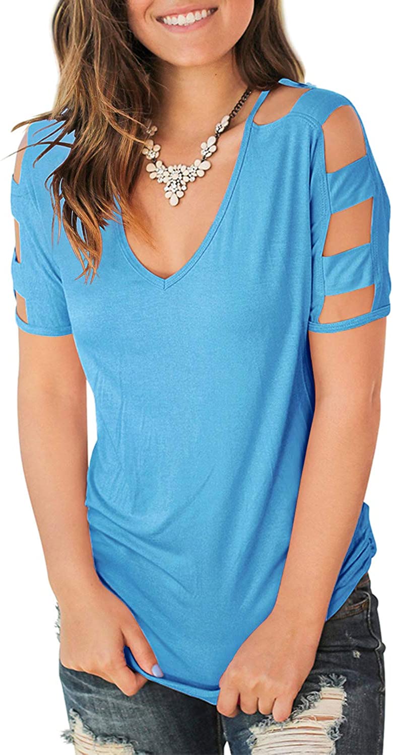 blue short sleeve tops