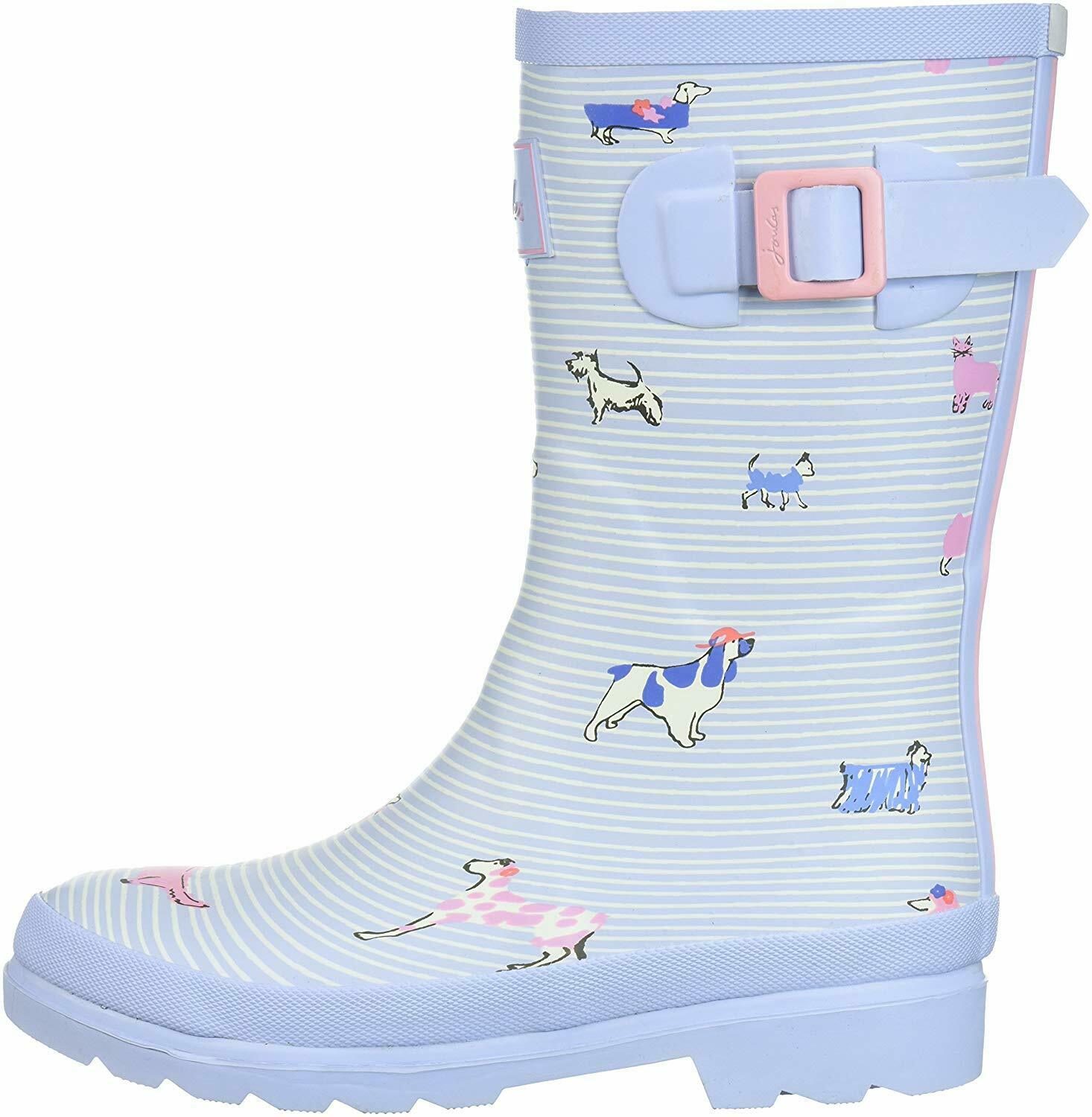Kids Joules Girls Jnrgirlswly Rain Boot Rubber MidCalf Pull On, White