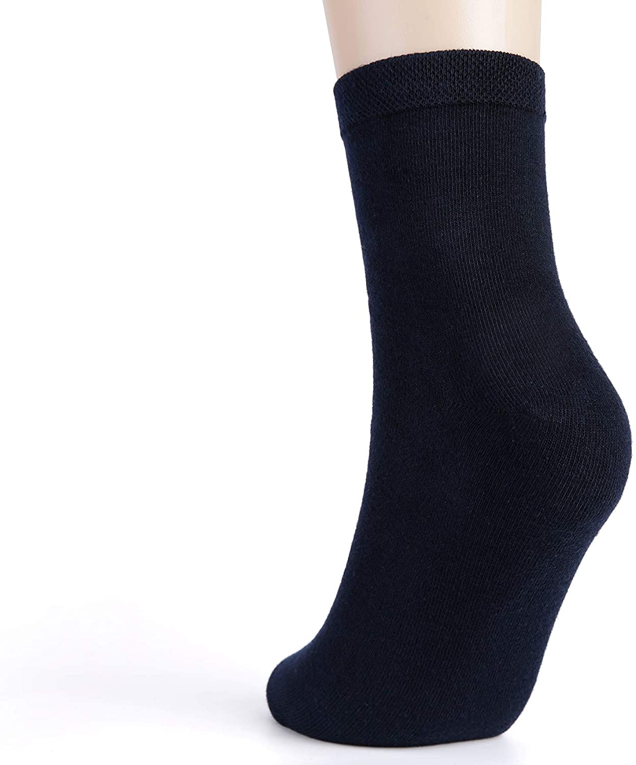 MIUMOY Regular Socks Quarter Cut Thin Cotton 6 Pack, Navy Blue, Size 2. ...