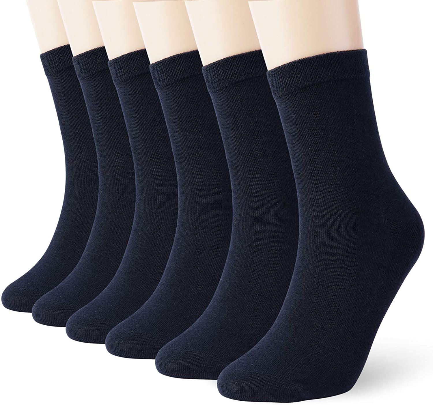 MIUMOY Regular Socks Quarter Cut Thin Cotton 6 Pack, Navy Blue, Size 2. ...