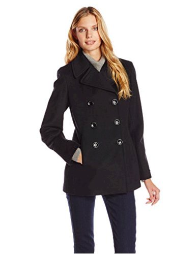 Calvin Klein Women's Double-Breasted Classic Peacoat, Black, Size 8.0 ...
