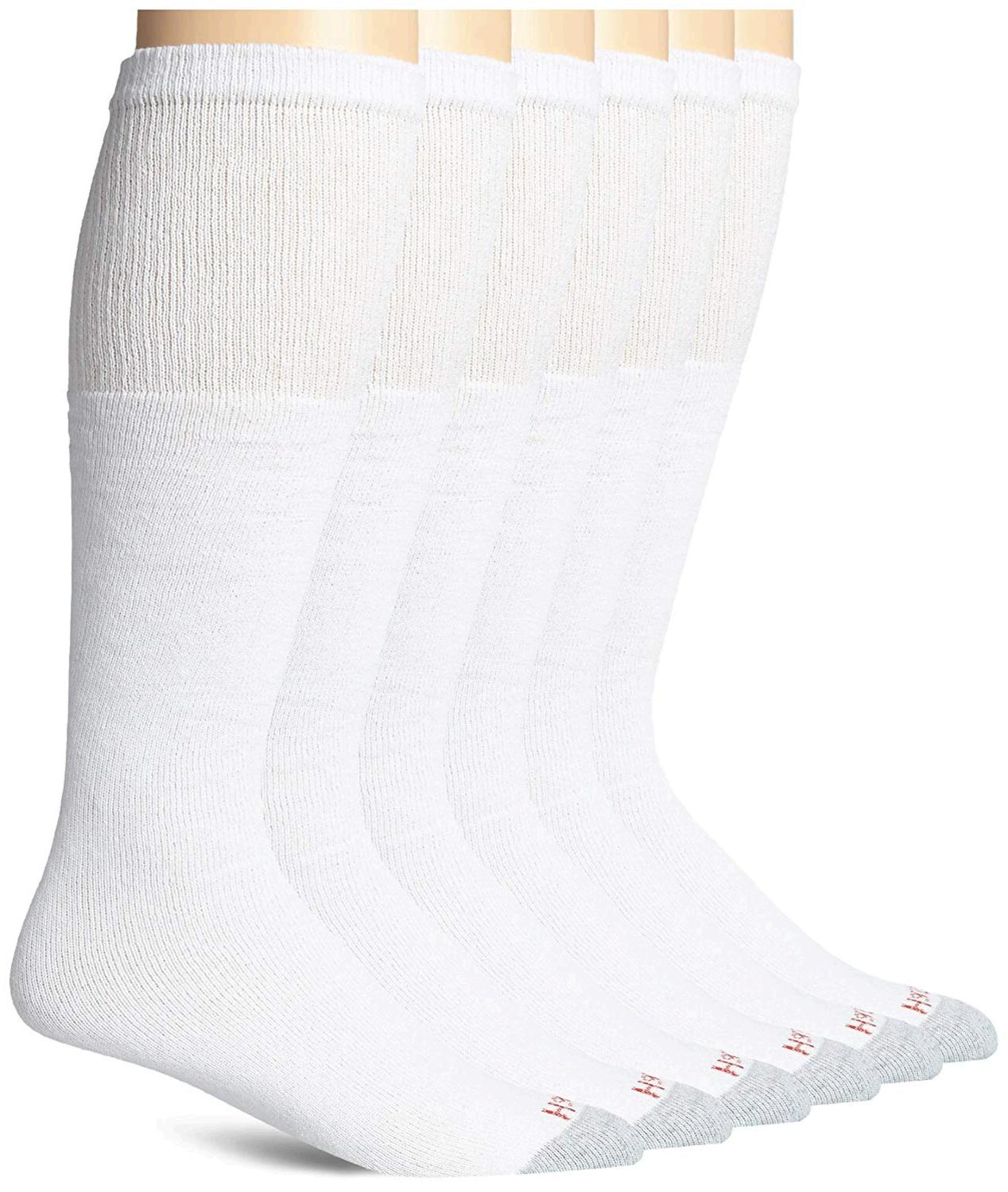 Hanes Men's 6 Pack Over-the-Calf Tube Socks, White, 10-13, White, Size ...