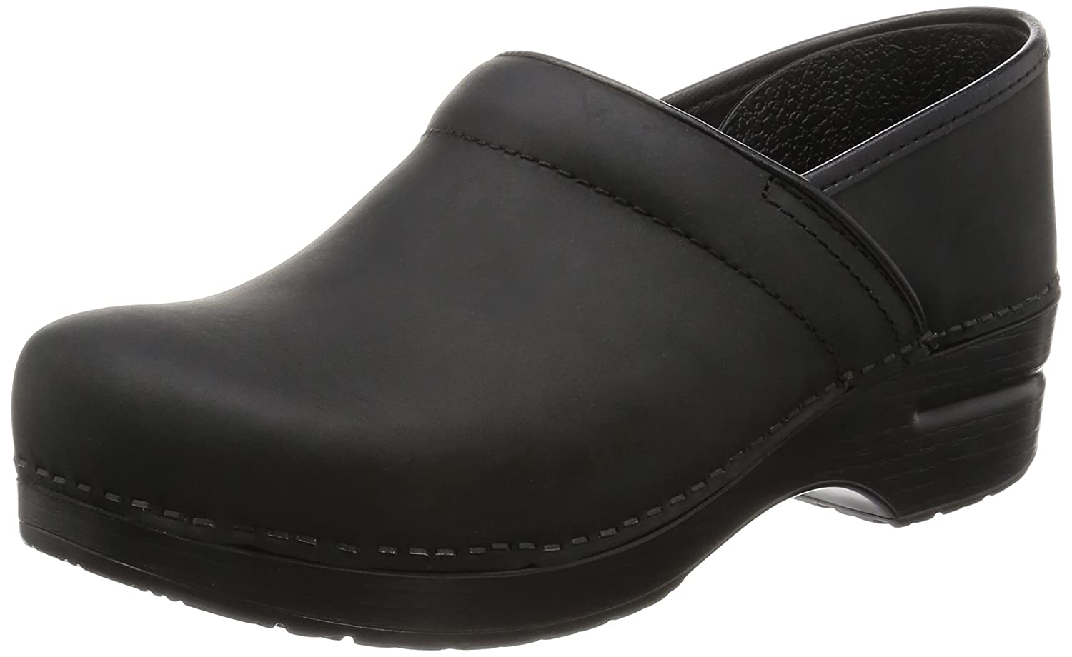 Dansko Womens Professional Rubber Closed Toe Clogs, Black Oiled, Size