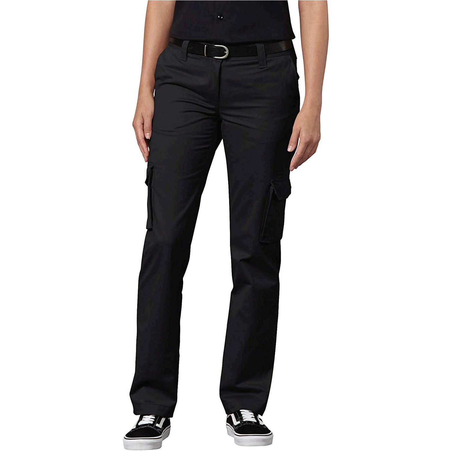 Dickies Women's Relaxed Fit Stretch Cargo Straight Leg Pant,, Black ...