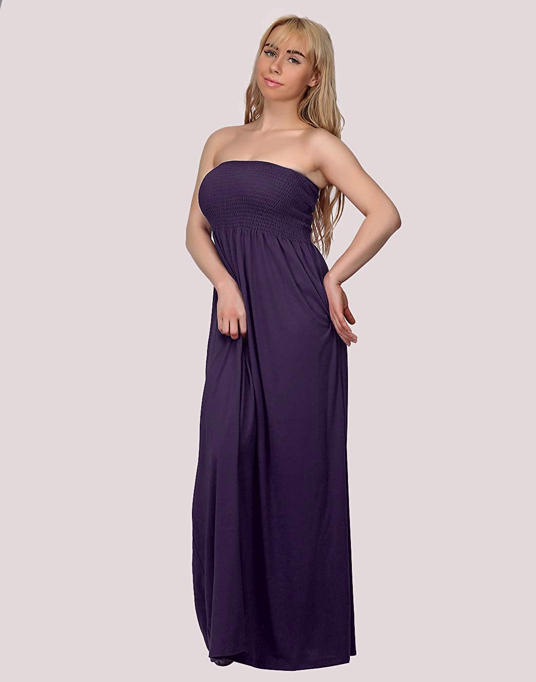HDE Women's Strapless Maxi Dress Plus Size Tube Top Long, Purple, Size Small 6J3 eBay