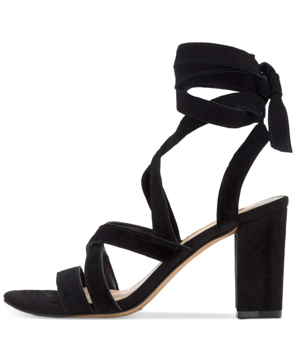 INC International Concepts Womens Kailey Leather Open Toe Heeled Sandals Black Suede Size 7.5 US
