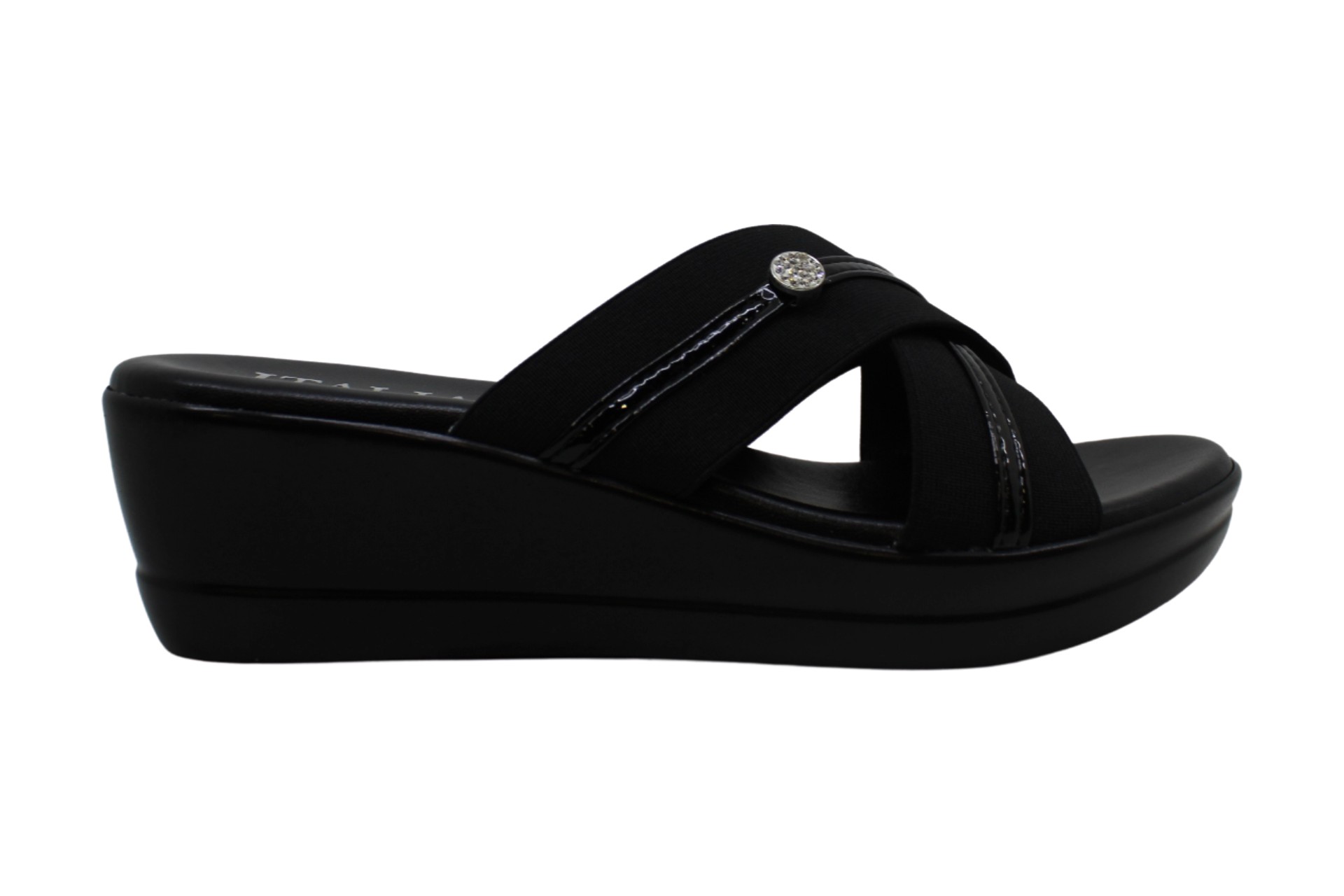 italian shoemakers black wedge sandals
