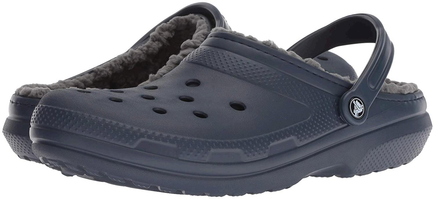 Crocs Mens classic lined Slip On Casual Clogs, Navy/Charcoal, Size 8.0 ...