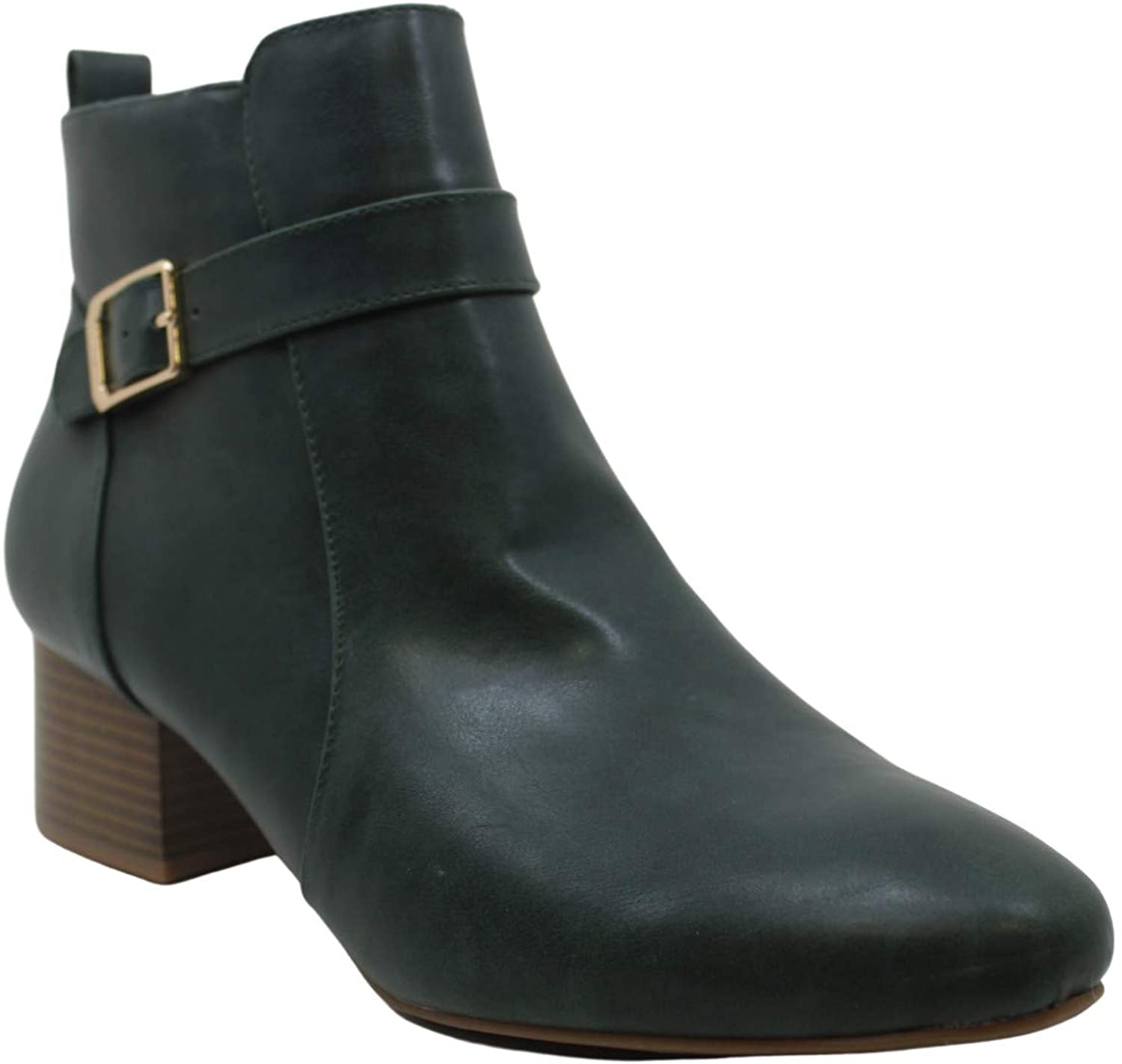 Charter Club Womens Katiaa Faux Leather Buckle Ankle Boots, Emerald