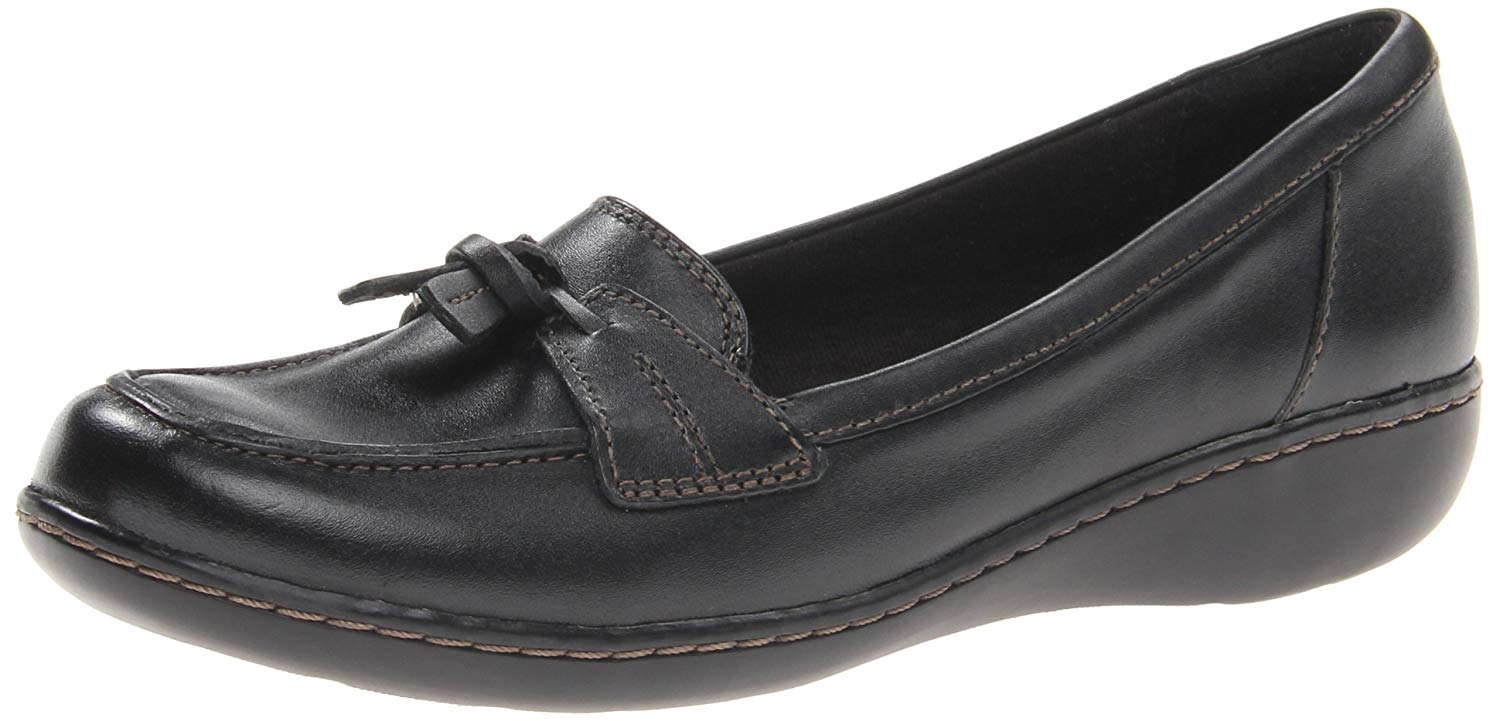 Clarks Womens Ashland Bubble Leather Closed Toe Loafers, Black, Size 9. ...