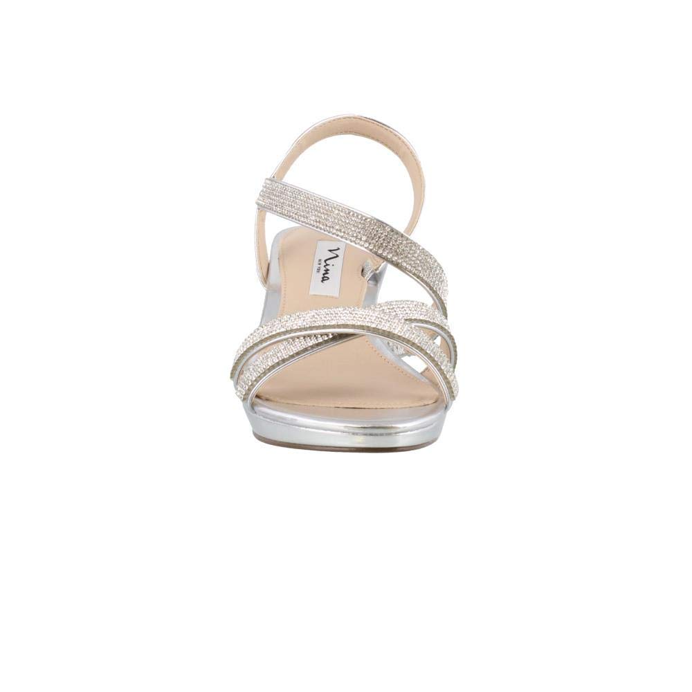 Nina Womens Nizana Open Toe Special Occasion Strappy Sandals, Silver, Size 7.0 I | eBay