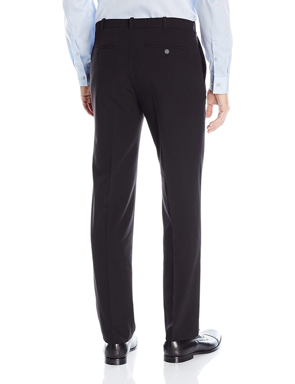 Van Heusen Men's Flex Straight Fit Flat Front Pant,, Black, Size 32W x ...