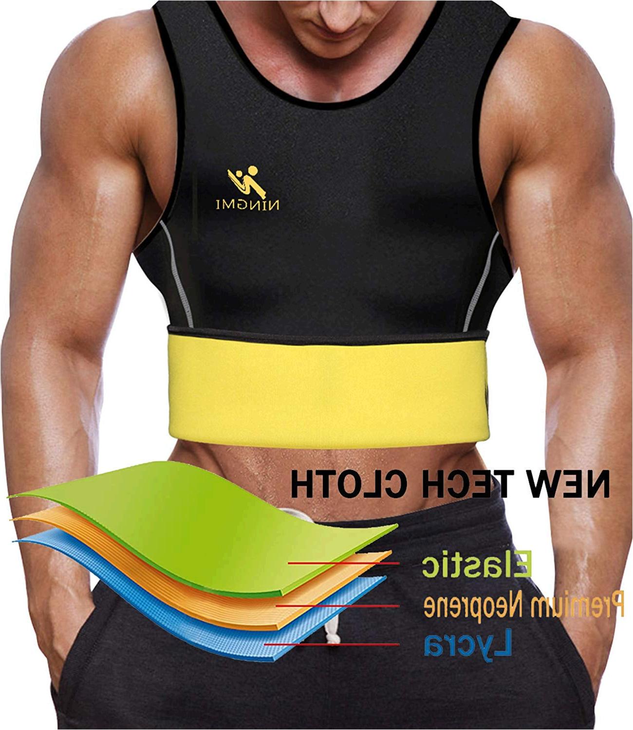 NINGMI Mens Sweat Vest Slimming Sauna Shirt Neoprene for, Black8036 ...