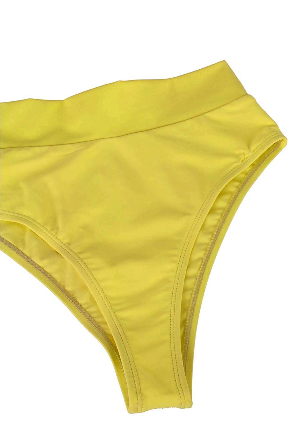 Viottiset Women's Bazilian Thong High Waist Bathing Suit, Yellow, Size ...