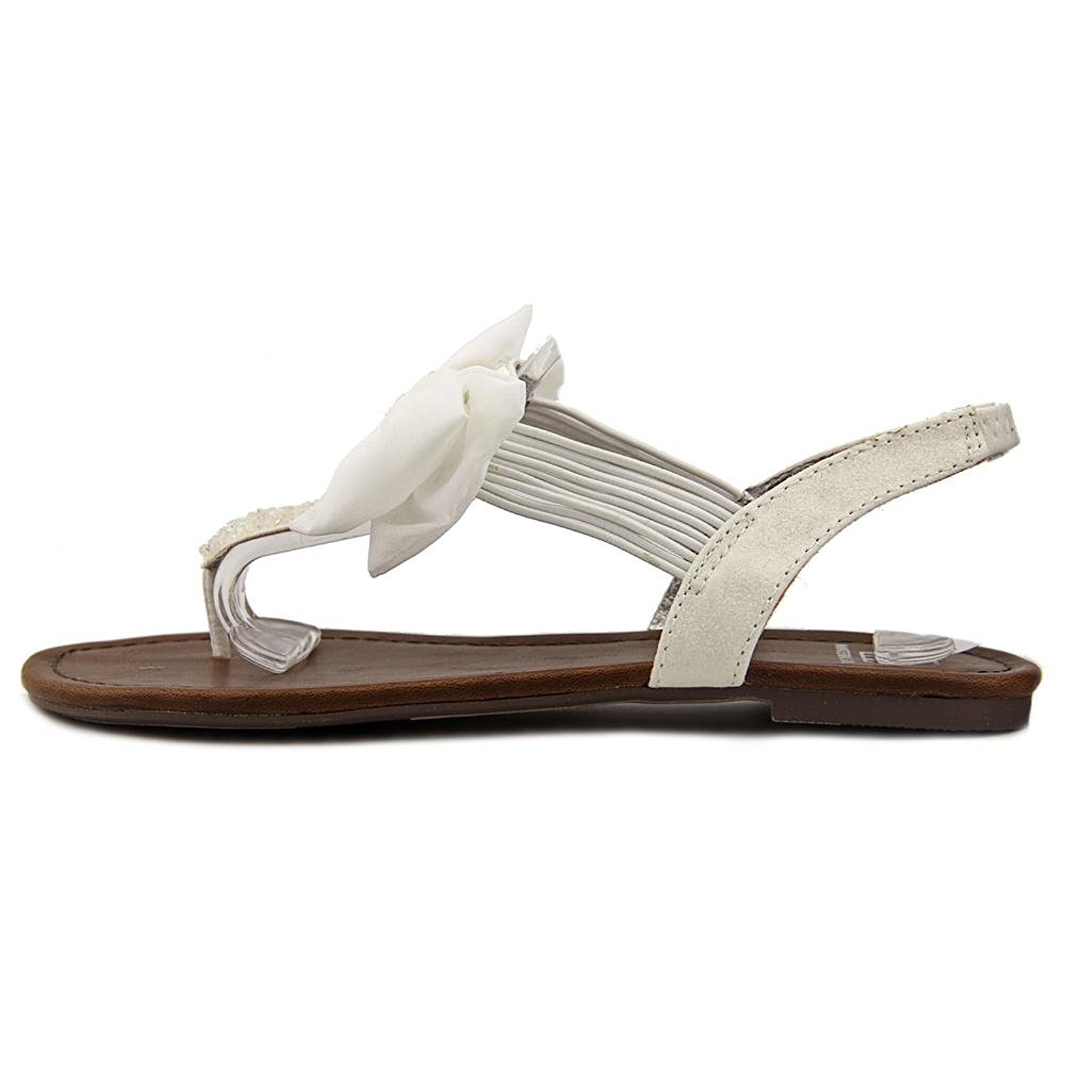Material Girl Womens Swan Split Toe Casual TStrap Sandals, White, Size