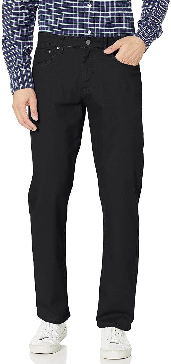 Essentials Men's Relaxed-fit 5-Pocket Stretch, Black, Size 29W x 29L ...