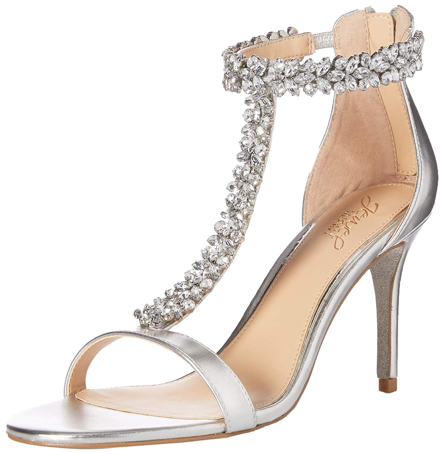 Jewel Badgley Mischka Women's JANNA Sandal, silver, M090 M US, Silver ...