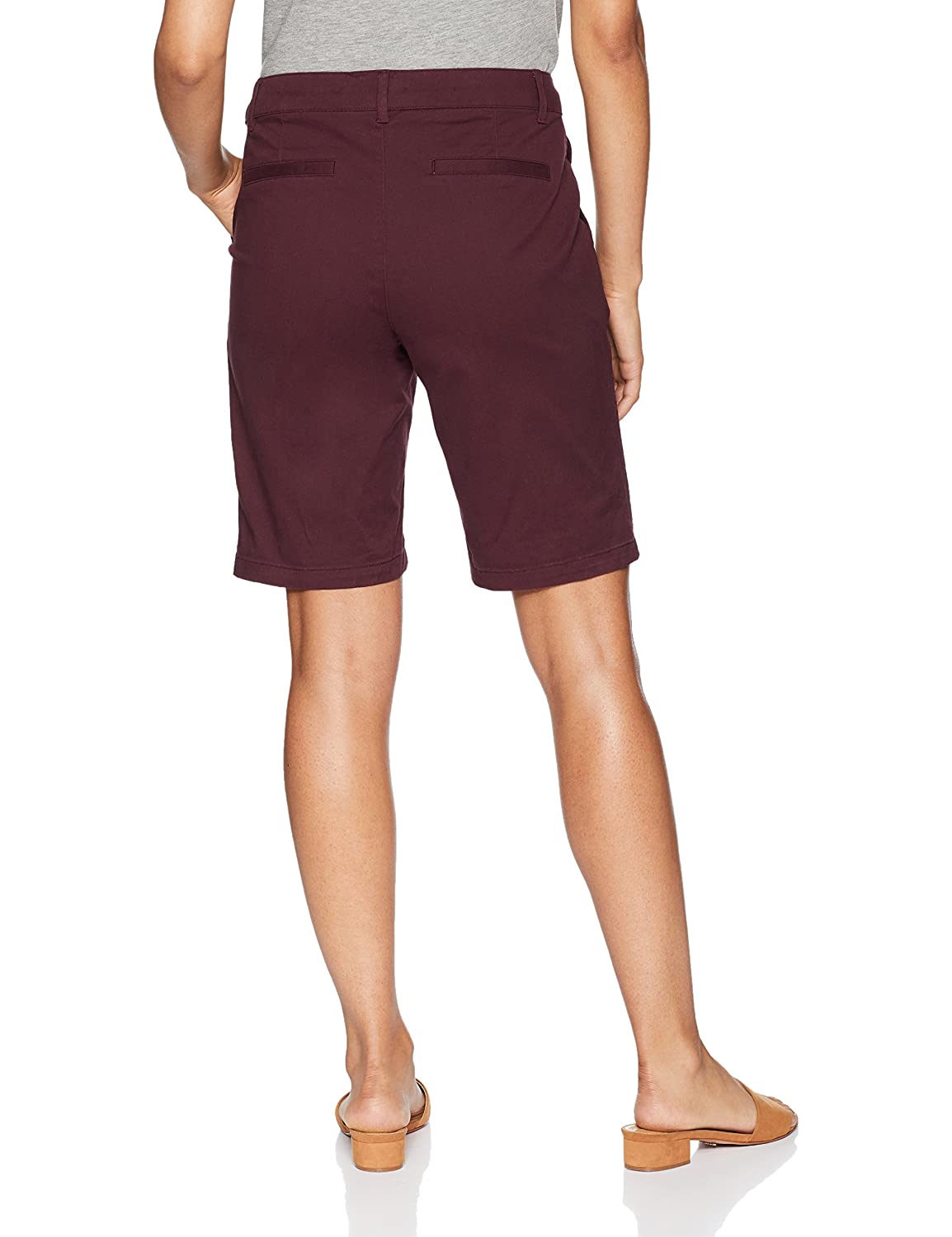 Essentials Women's 10" Inseam Solid Bermuda Short, Burgundy, Size 10.0