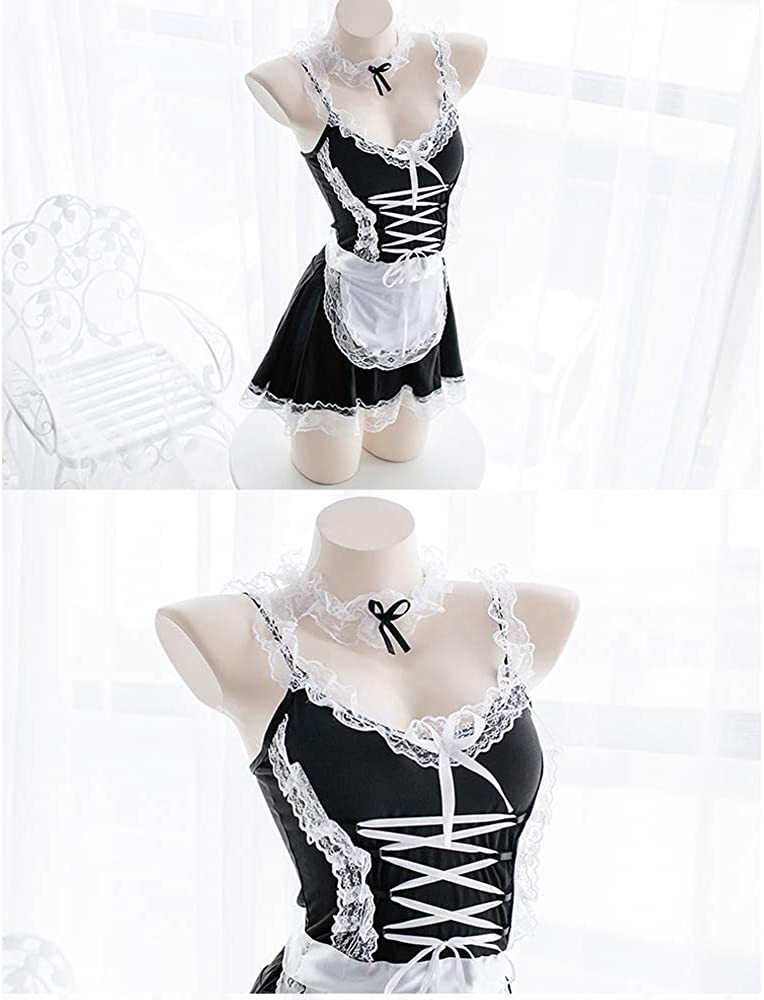Sexy Uniform Lace Maid Skirt Costume Cosplay Anime Cute Apron, Black ...