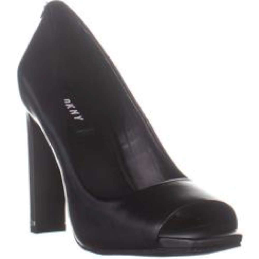 DKNY Womens Claudia Leather Peep Toe Classic Pumps, Calf Black, Size 10