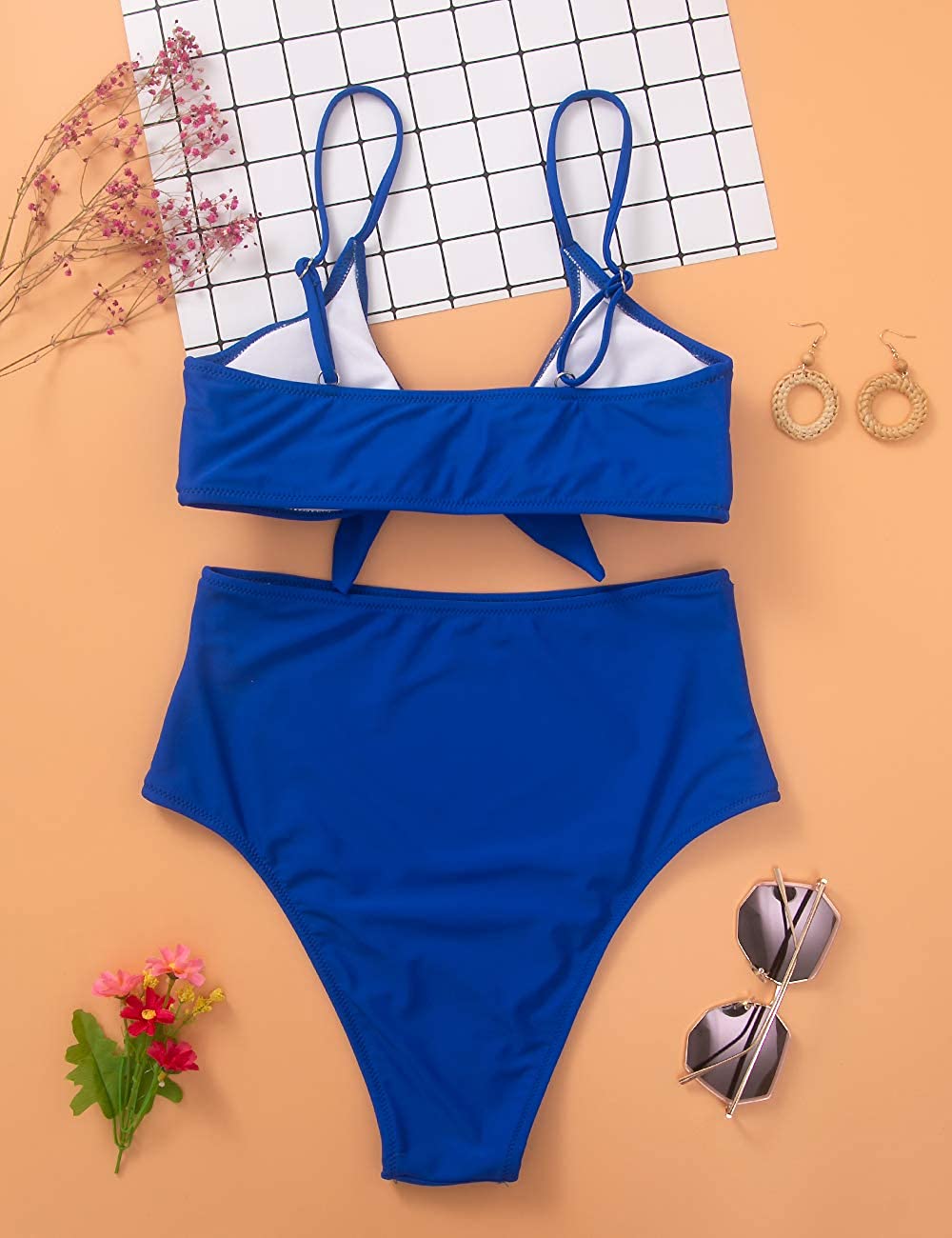 XUNYU High Waisted Bikini Set For Women Swimsuits Push Up Blue Size X