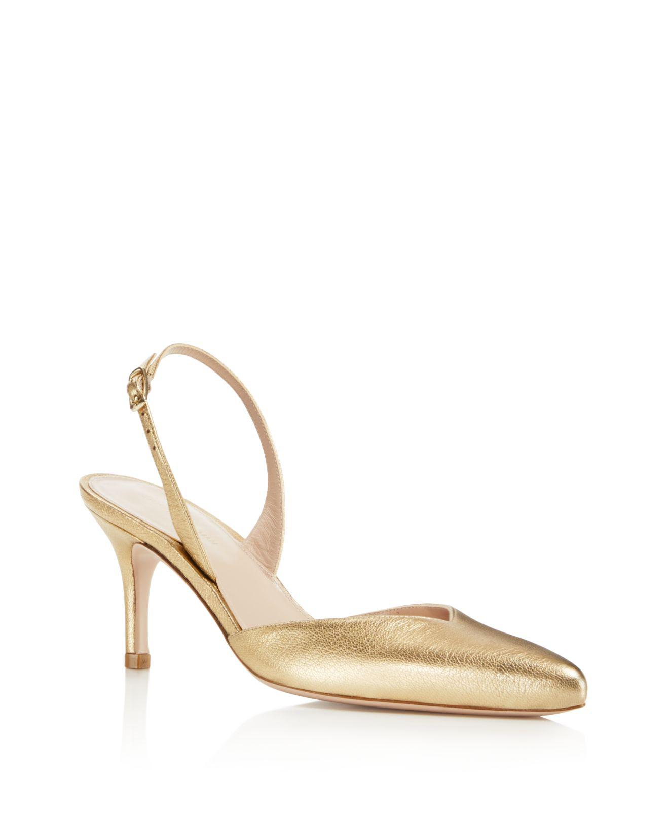 Stuart Weitzman Womens Sleek Closed Toe Casual Slingback Sandals, Gold ...