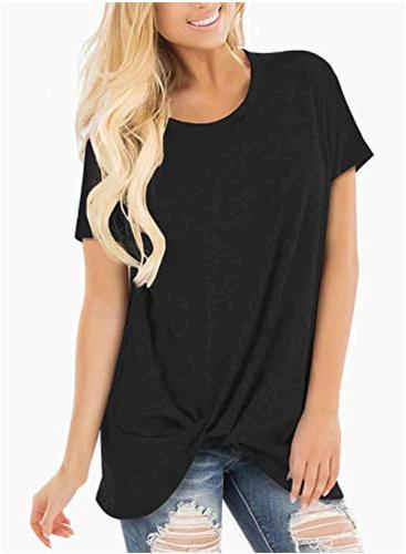 Download onlypuff Black Summer Tops for Women Knot Shirts Twisted ...