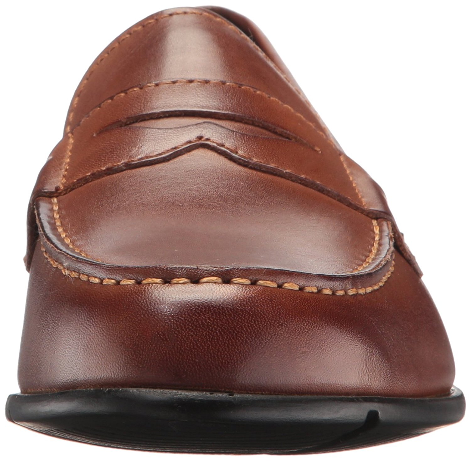 solid round toe leather flat loafer