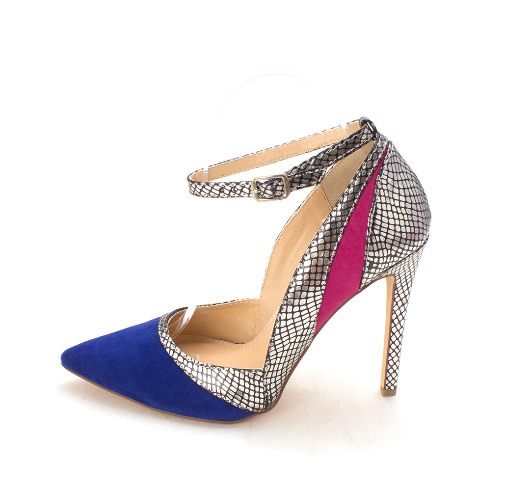 ShoeDazzle Womens Shivani Pointed Toe Ankle Strap Cobalt/Pewter Size 7.5 ShoeDazzle Womens Shivani Pointed Toe Ankle Strap Cobalt/Pewter Size 7.5