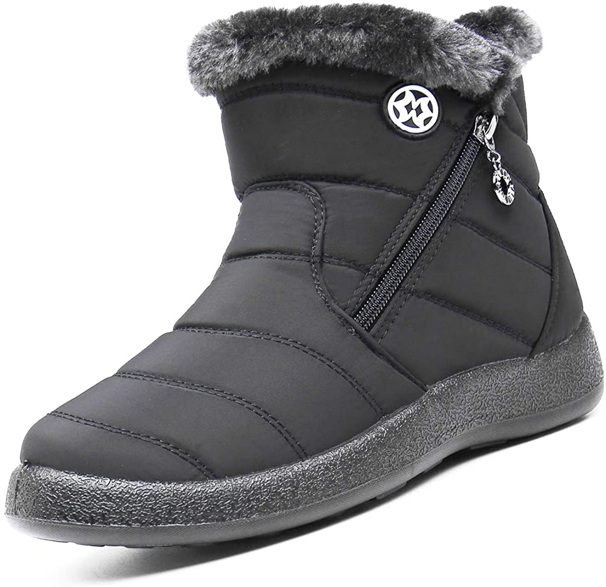 Eagsouni Snow Boots Womens Winter Ankle Boots Ladies Warm Fur, Black 2 ...