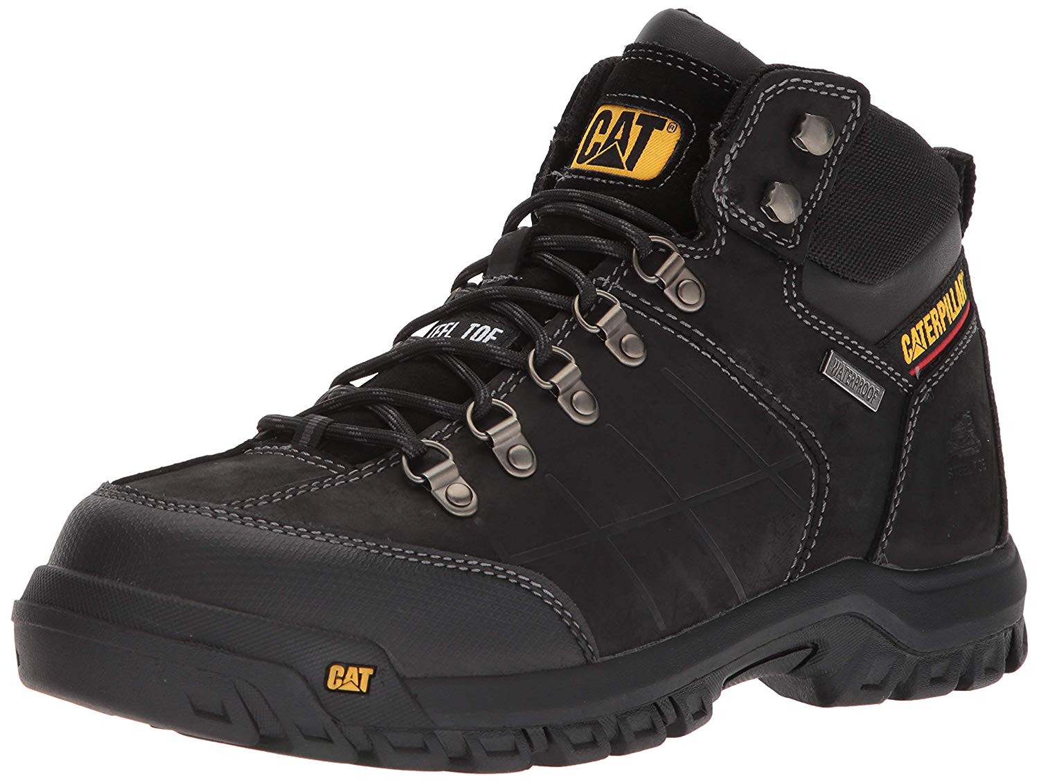 Caterpillar Mens P90935 Leather Steel toe Lace Up Safety Shoes, Black ...
