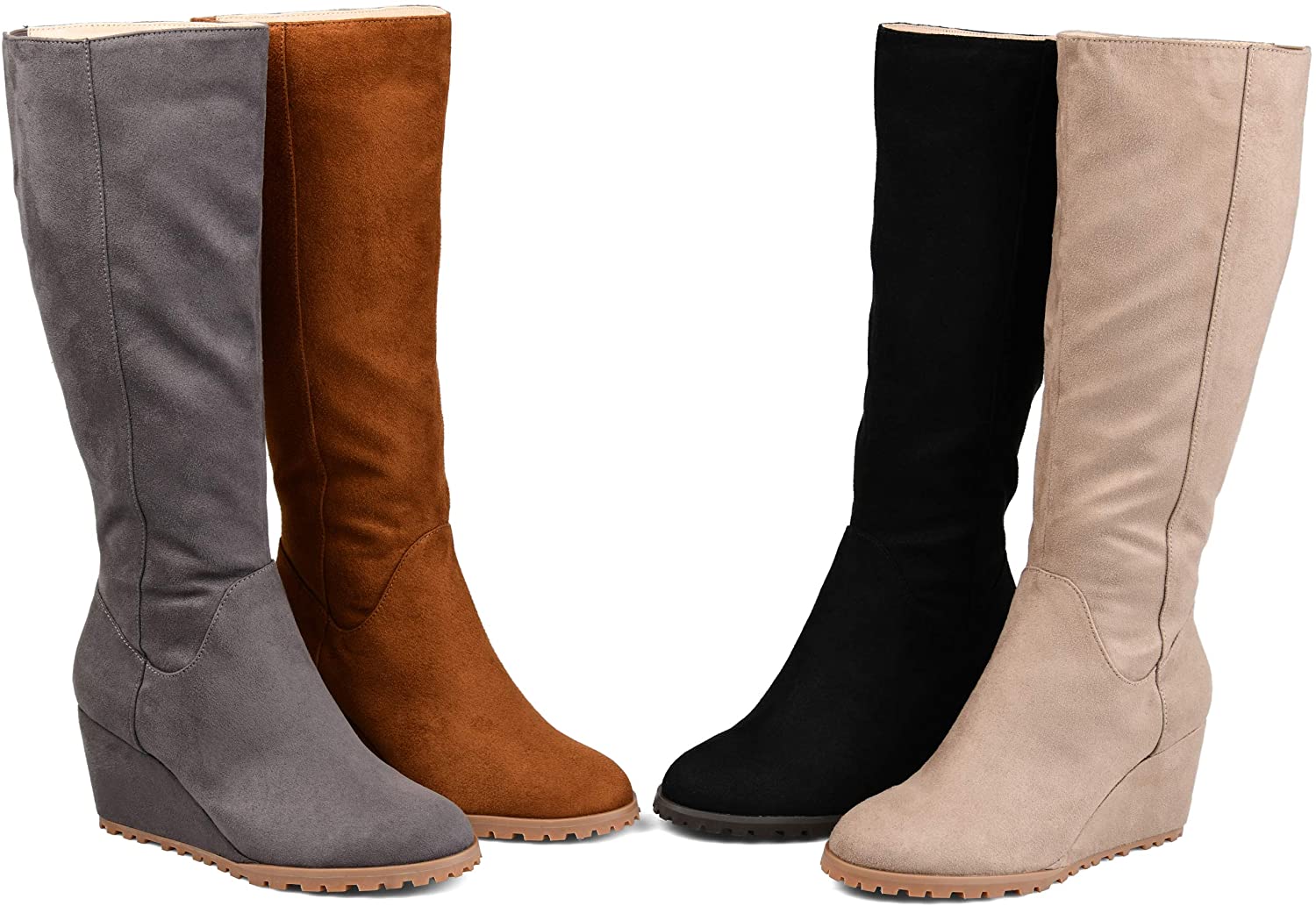 wedge heel wide calf boots