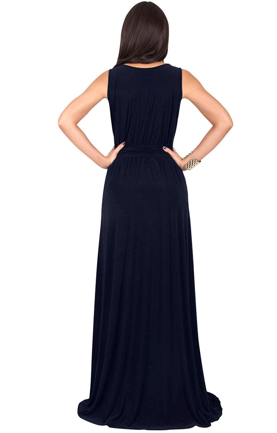 KOH KOH Plus Size Womens Long Sleeveless Flowy, Navy Blue ...