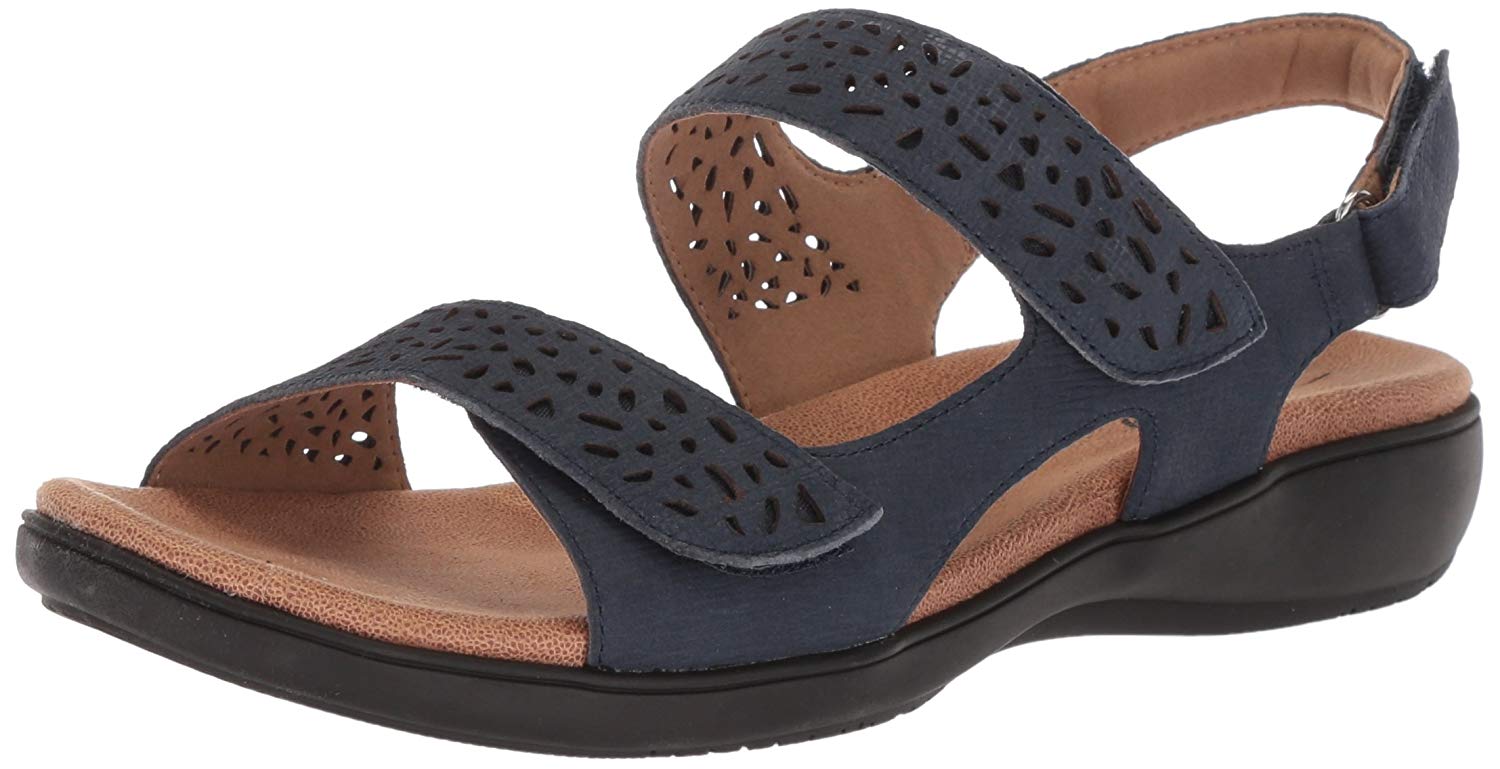 Trotters Womens Tamara Leather Open Toe Casual Slingback Sandals, Navy ...