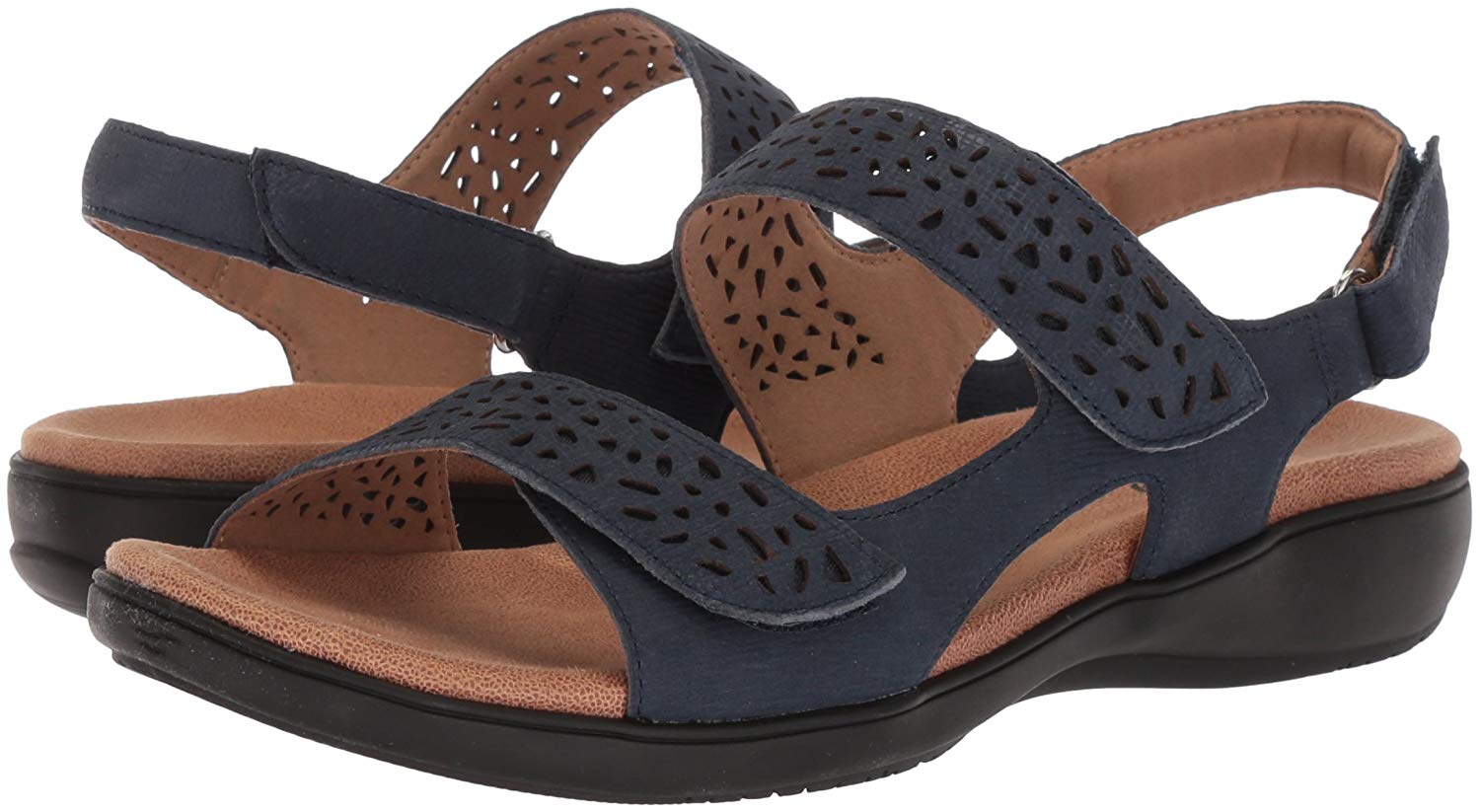 Trotters Womens Tamara Leather Open Toe Casual Slingback Sandals, Navy ...