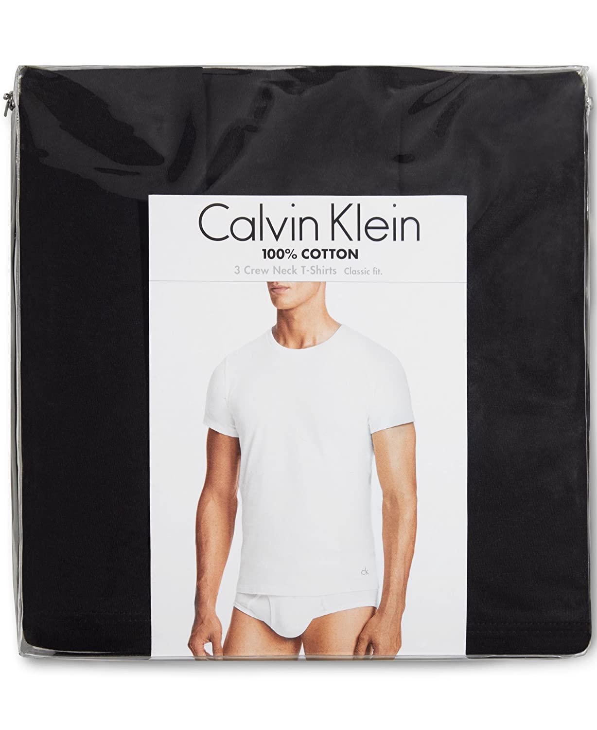 Calvin Klein Men's Cotton Classics Crew, Classic Black/Black/Black ...
