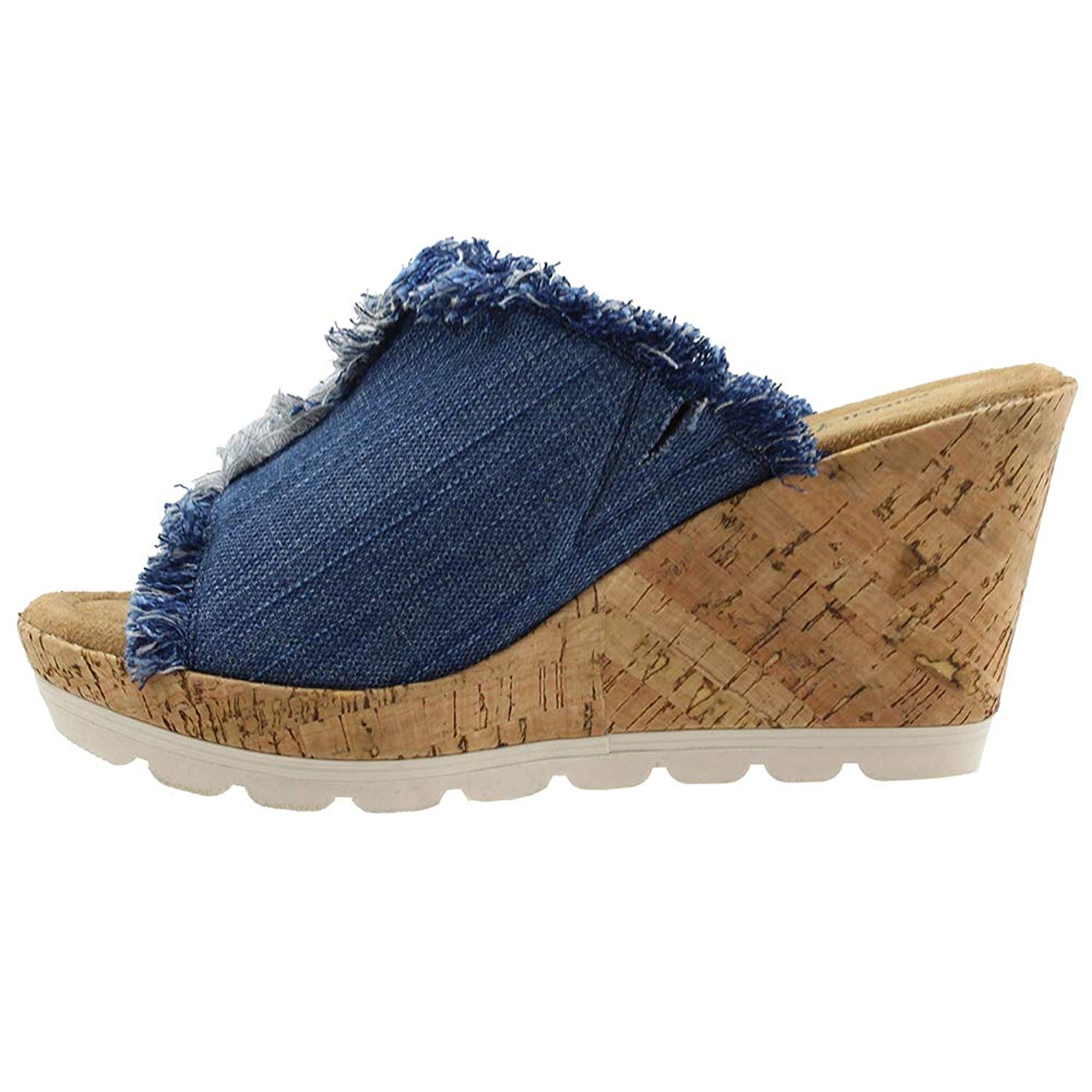 Minnetonka Womens York Fabric Open Toe Casual Mule Sandals, Blue Denim ...