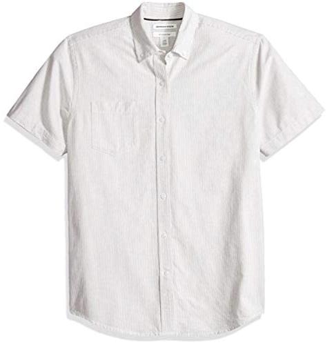 Essentials Men's Regular-Fit Short-Sleeve, Grey Stripe, Size X-Large ...