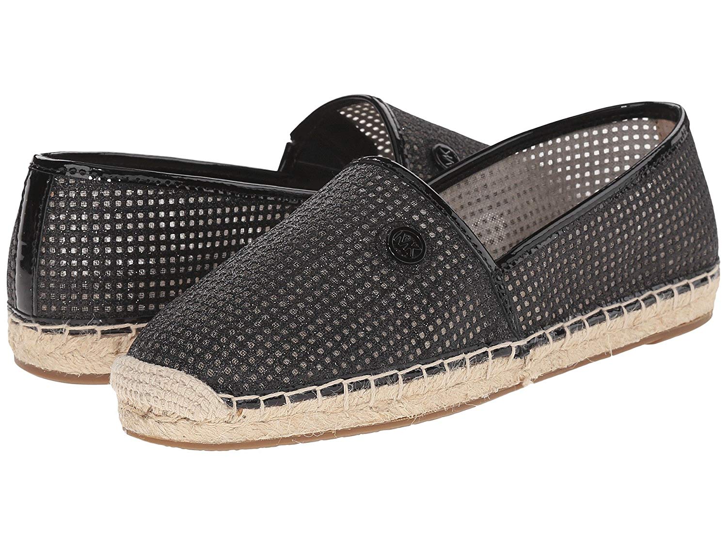 michael kors kendrick slip on black leather espadrille