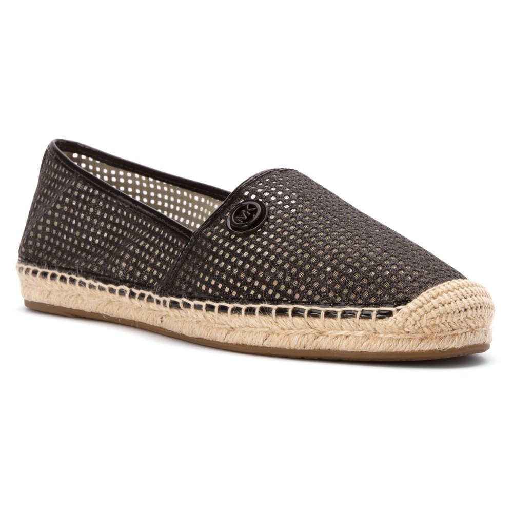 michael kors kendrick slip on black leather espadrille