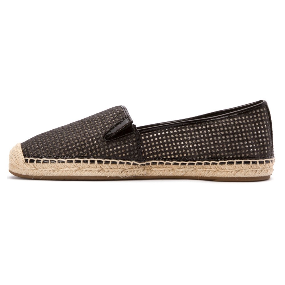 michael kors kendrick slip on black leather espadrille