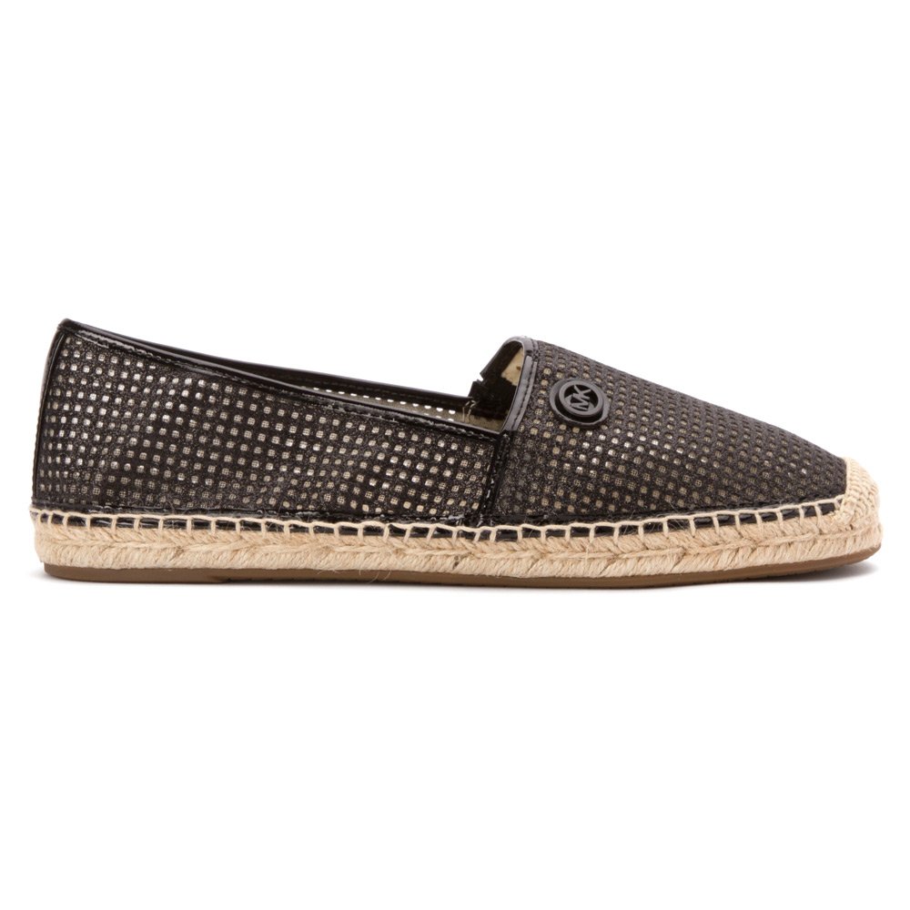 michael kors kendrick slip on black leather espadrille