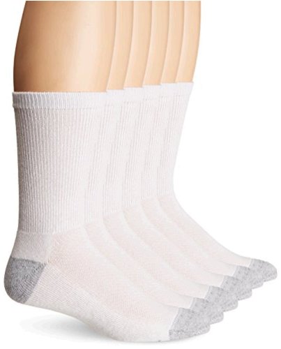 Hanes Ultimate Men's 6-Pack X-Temp Crew Socks, white/gray Heel, White ...