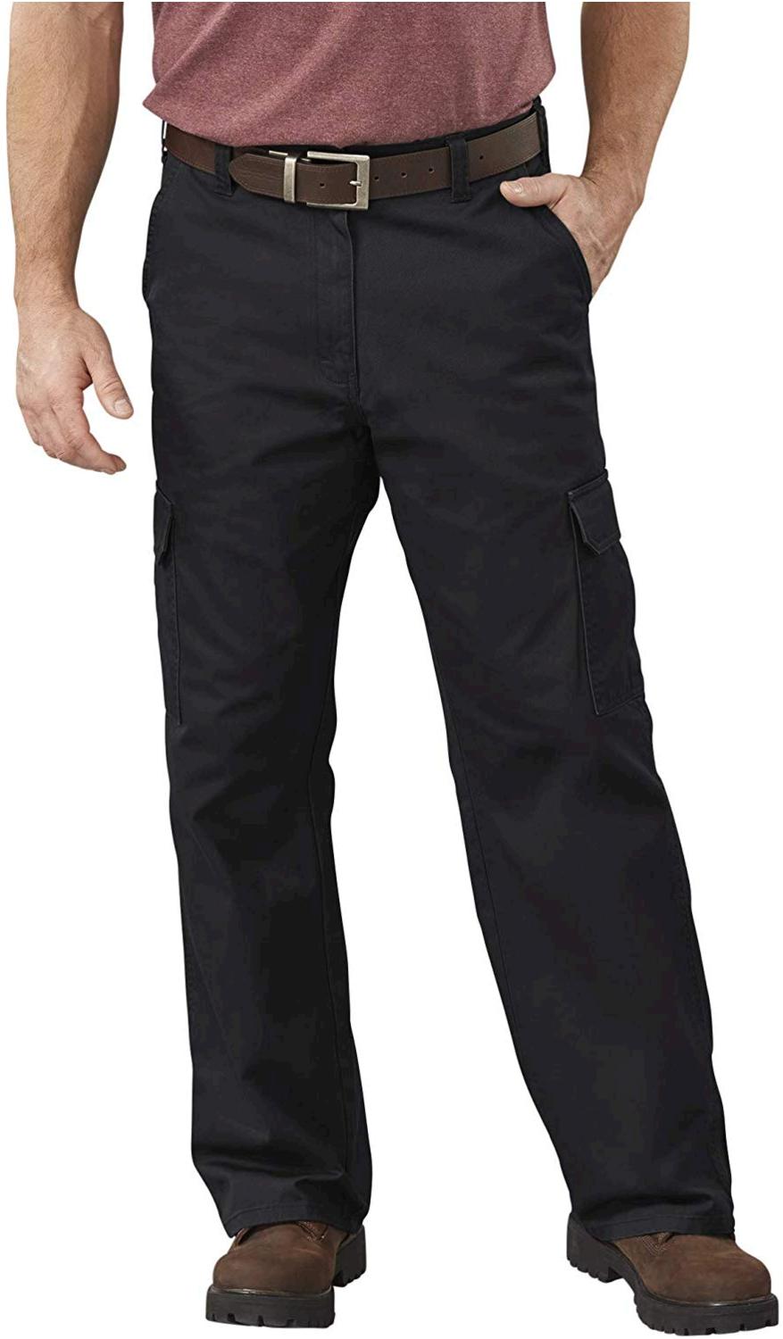 Dickies Men's Loose Fit Cargo Work Pant, Black, 34x30, Black, Size 34W