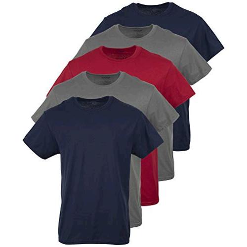 Gildan Men's Crew T-Shirt Multipack, Navy, Charcoal, Cardinal, Red ...