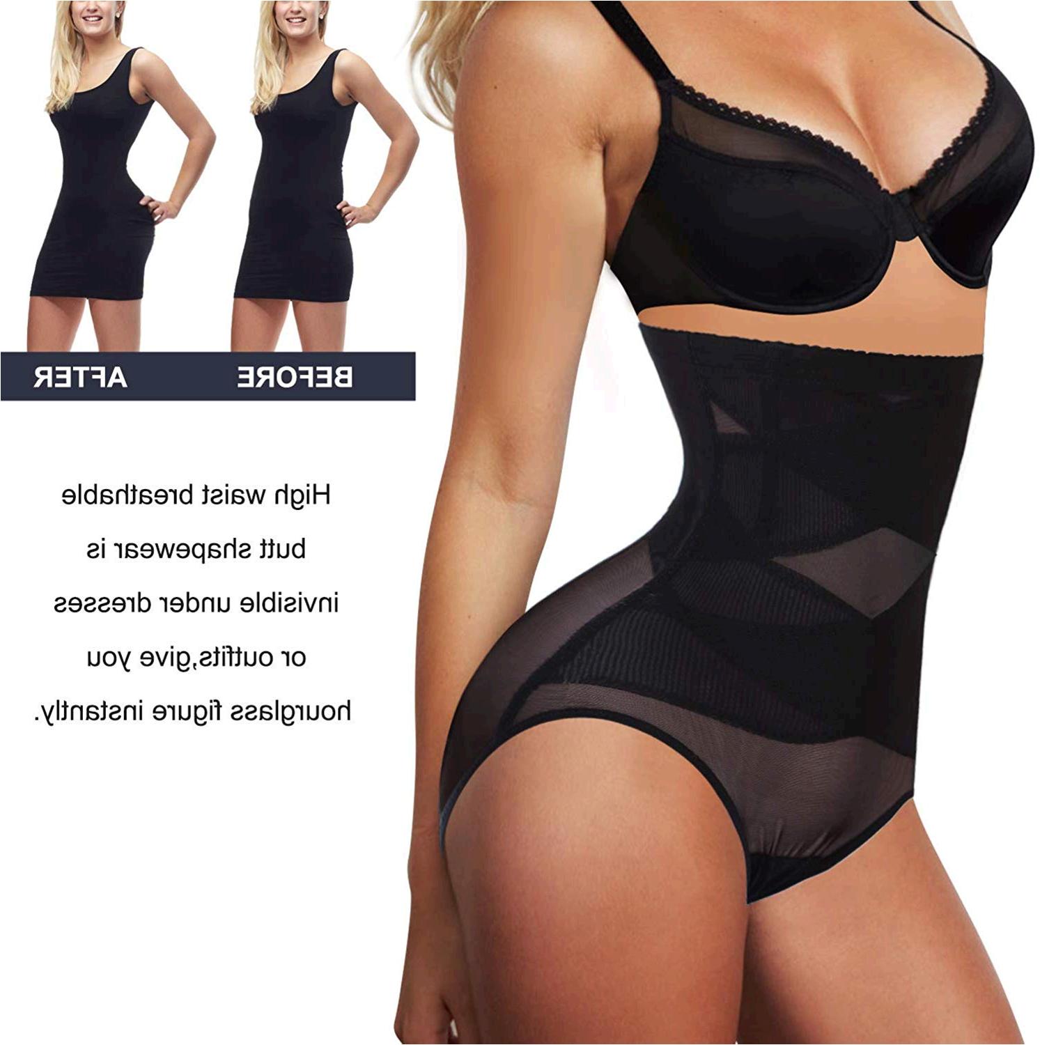 Nebility Women Butt Lifter Shapewear Hi Waist Double Tummy Black Size